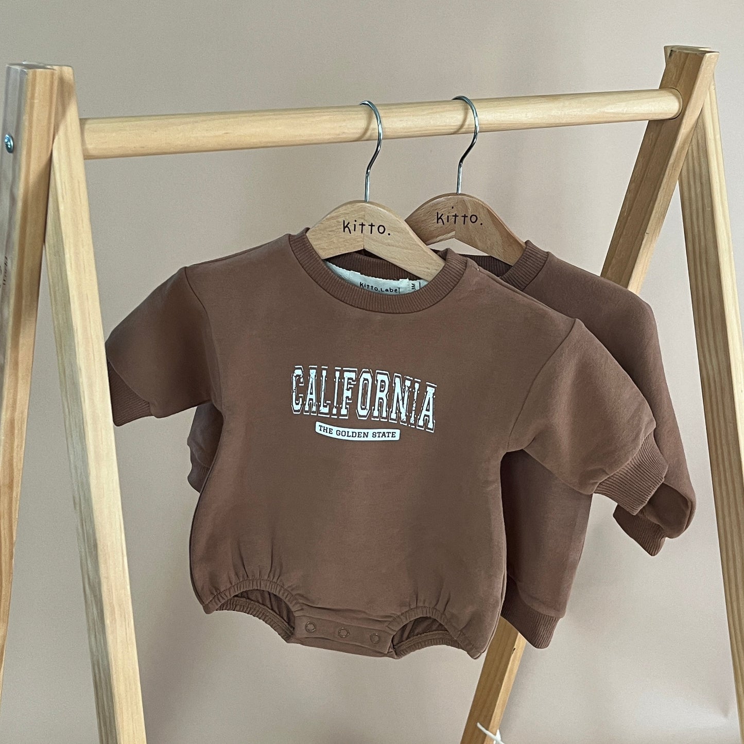California Bubble Sweatshirt Romper - Brown