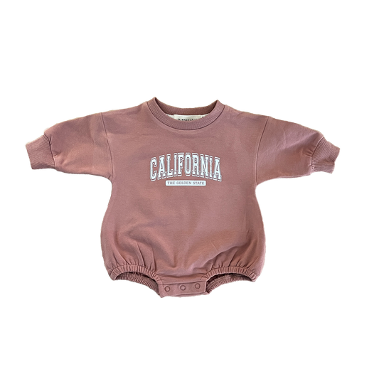 California Bubble Sweatshirt Romper - Mauve