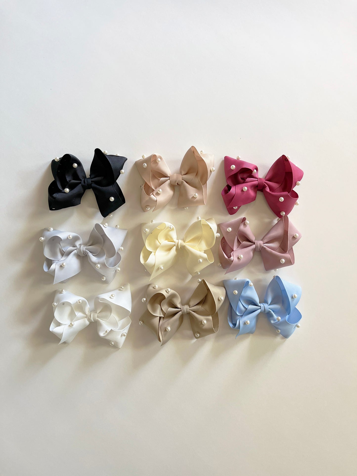 Girls Pearl Ribbin Bows Hair Clips