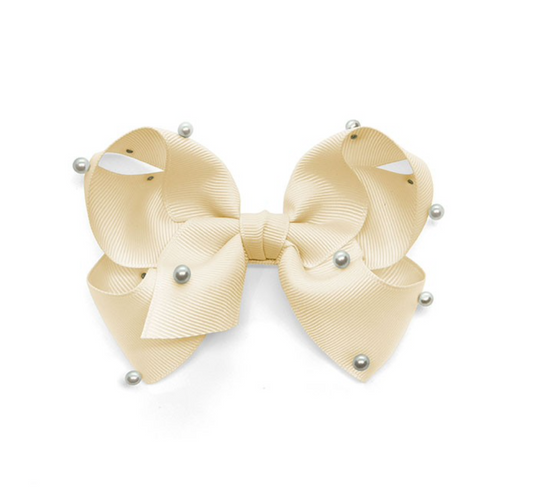 Girls Pearl Ribbin Bows Hair Clips